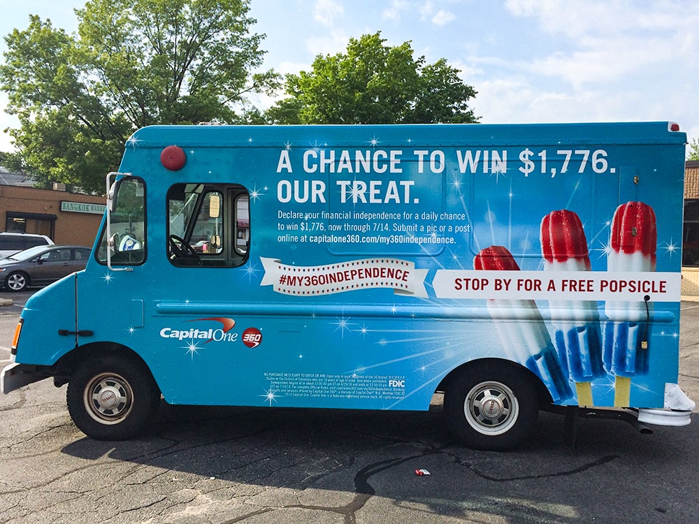 Capital One Branded Truck Popsicle Truck